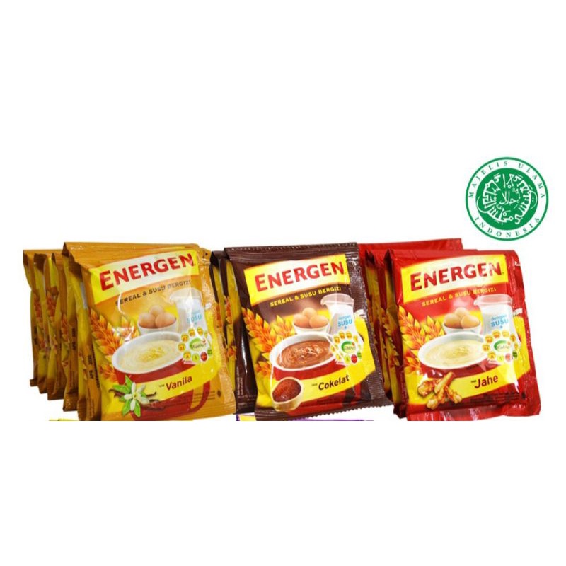 

Energen renceng isi 10 kemasan baru (coklat, vanila, jahe)