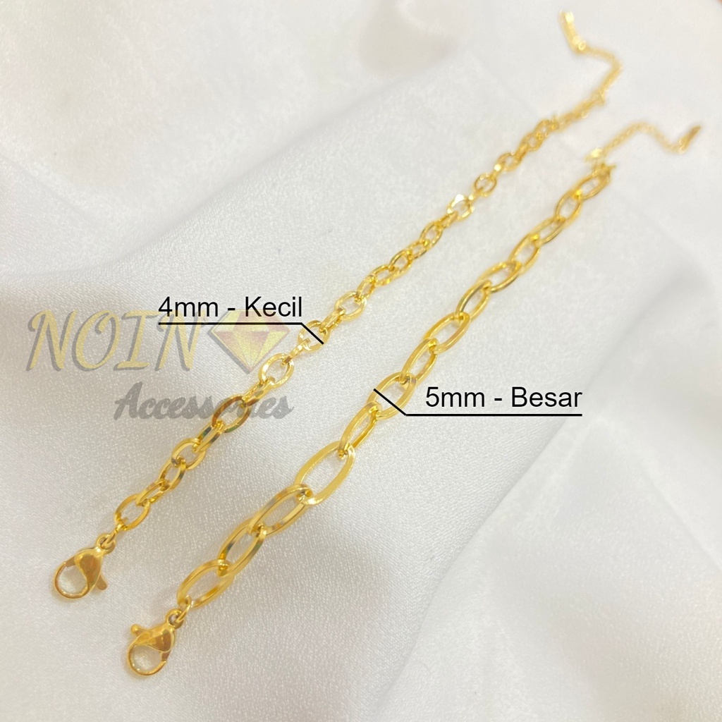 Gelang Rantai Polos Titanium Steel Kecil Gold dan Rosegold Anti Karat Simple