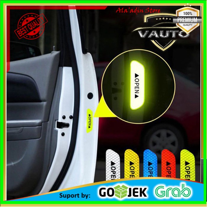 Cuci Gudang Stiker Reflector Pintu Mobil Isi 4 Sticker Reflective Reflektor Open