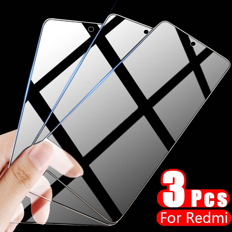 3Pcs Protective Glass For Xiaomi Redmi Note 10 7 5 8 Pro 8T 9 Pro Max Tempered Glass Screen Protector on Redmi 9 8 7A