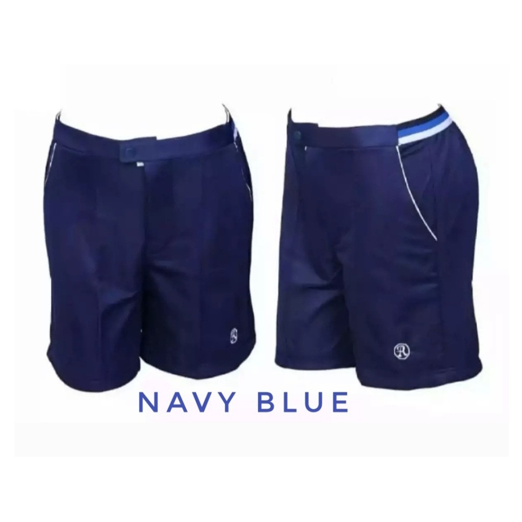 CELANA PUTIH POLOS TES AKADEMI-CELANA OLAHRAGA TENIS RINGGO PUTIH POLOS BERKANTONG-BIRU NAVI