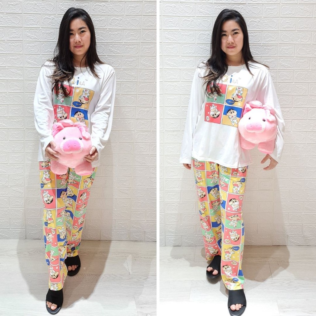 3539 kaos pajamas long shinchan one set import big baju tidur