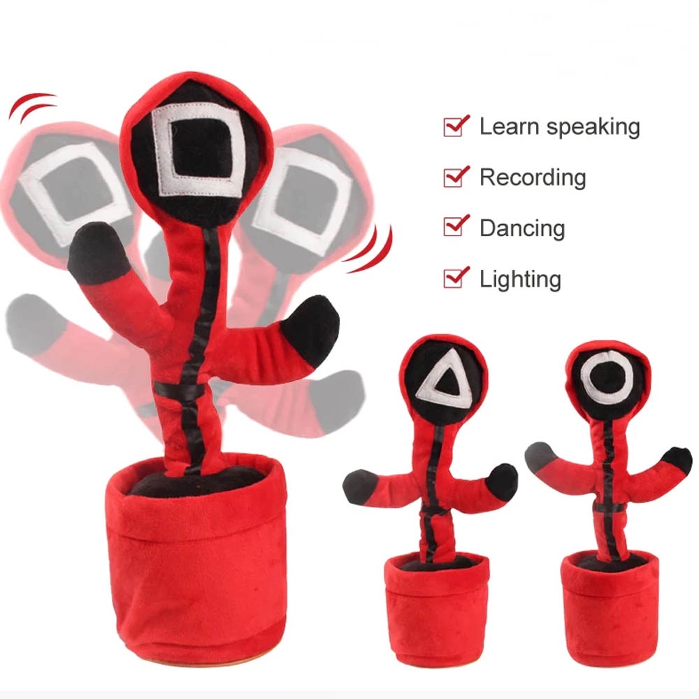 Boneka Kaktus gGoyang Charrger Usb - Mainan Kaktus Joget Peniru Suara - Kaktus Tiktok Menari Menyanyi Dance MENARI LED RANDOM