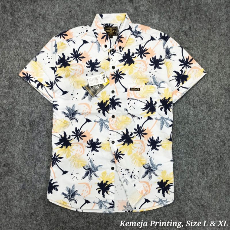 Kemeja Pria Motif Pria Cowok Lengan Pendek Bunga Formal Casual Murah Slimfit All Size M L XL Bagus