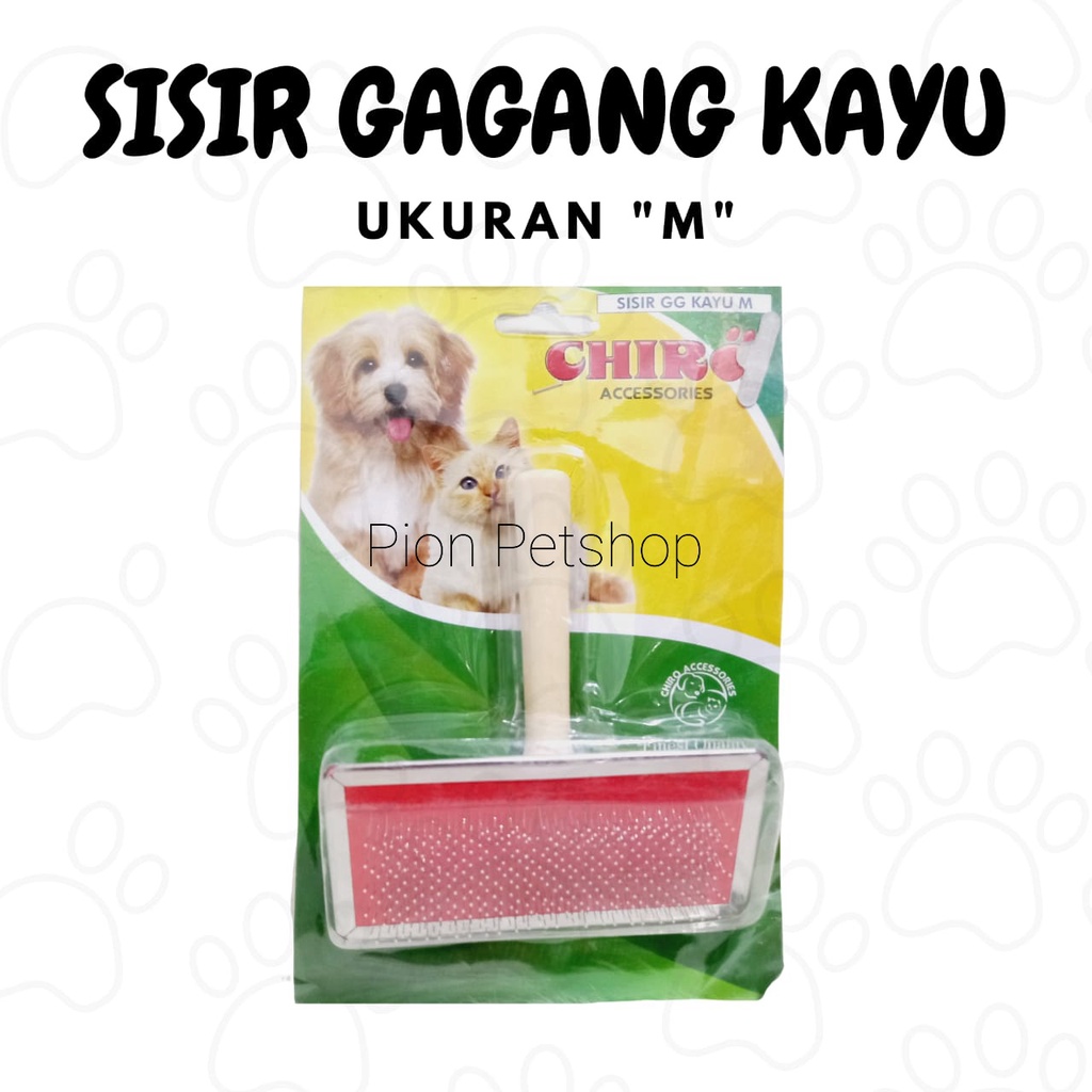 Sisir Gagang kayu M uk. 14x12 cm untuk anjing dan kucing