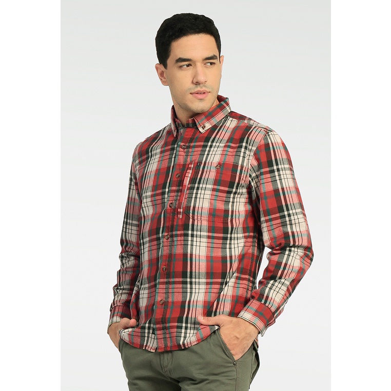KEMEJA PRIA LENGAN PANJANG MOTIF KOTAK-KOTAK MGEE JASON 008 ORANGE