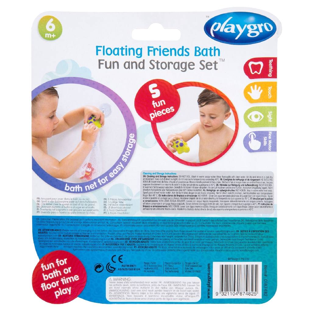 MAI252 MAINAN MANDI PLAYGRO FLOATING FRIENDS BATH FUN AND STORAGE SET isi 4