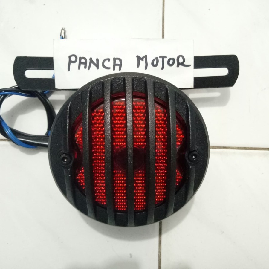 Lampu Stop Breket Plat Nomor Motor Custom Retro Cafe Racer Japstyle Stoplamp