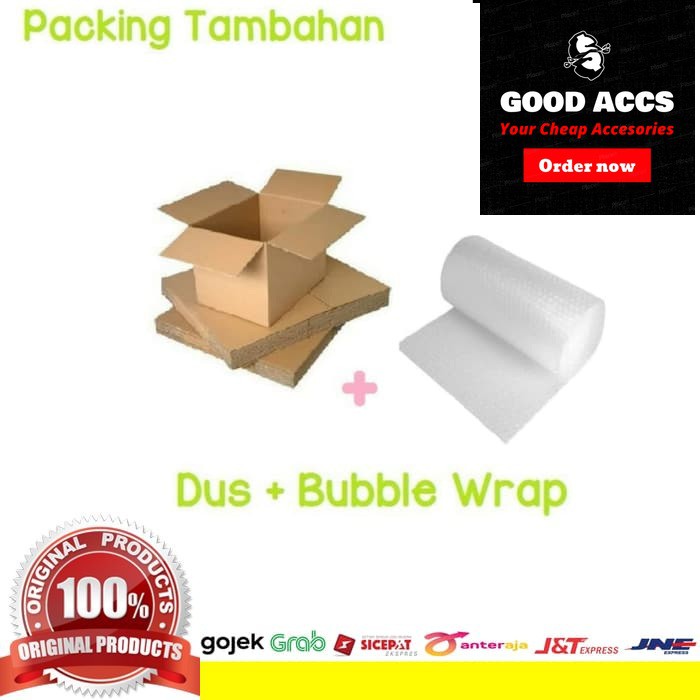 

Packing box-kardus + buble wrap untuk Anti gores kaca