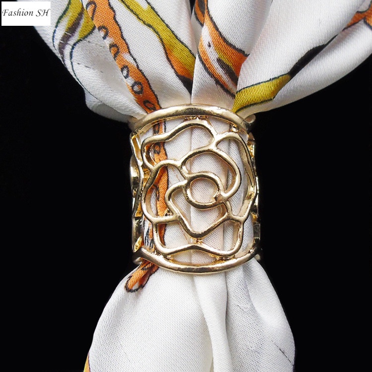 Women's hollow Rose Scarf Buckle Clip Cincin Tudung M40033