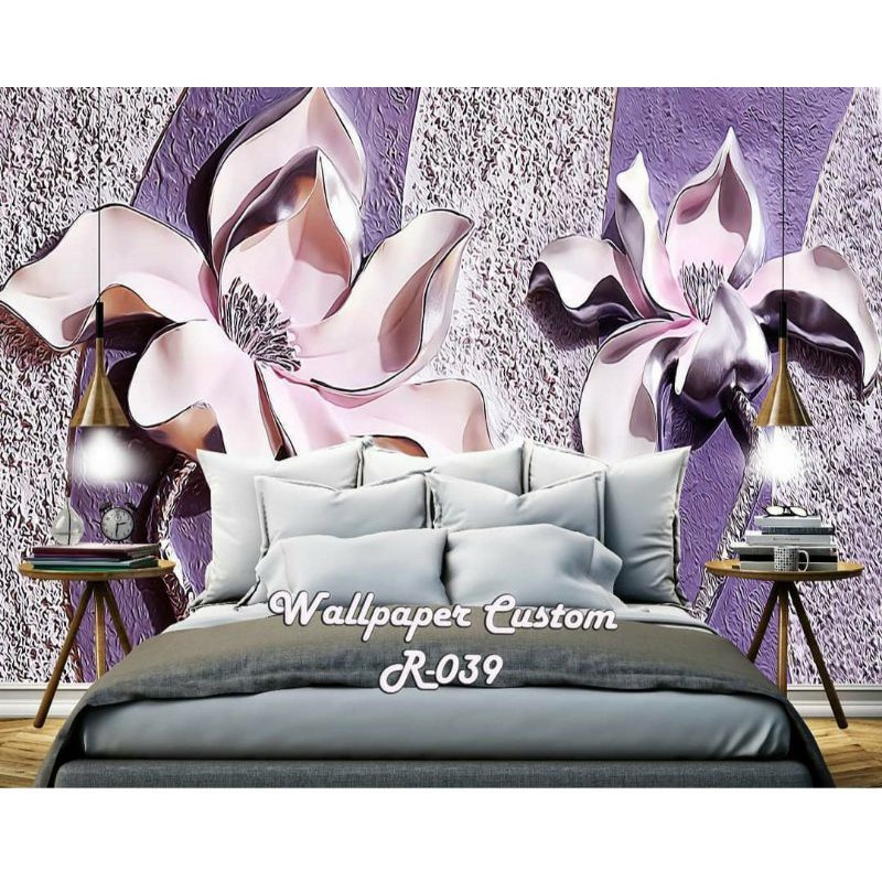 WALLPAPER CUSTOM WALLPAPER 3D WALLPAPER MURAL PHOTOWALL BACKGROUND DINDING BUNGA UNGU