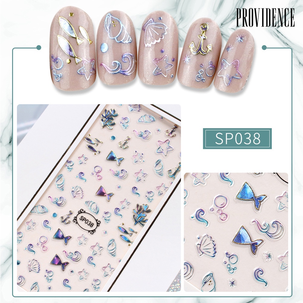 Providence 3D Snowflake Flower Star Gilding Waterproof Adhesive Nail Stickers Decals Decor