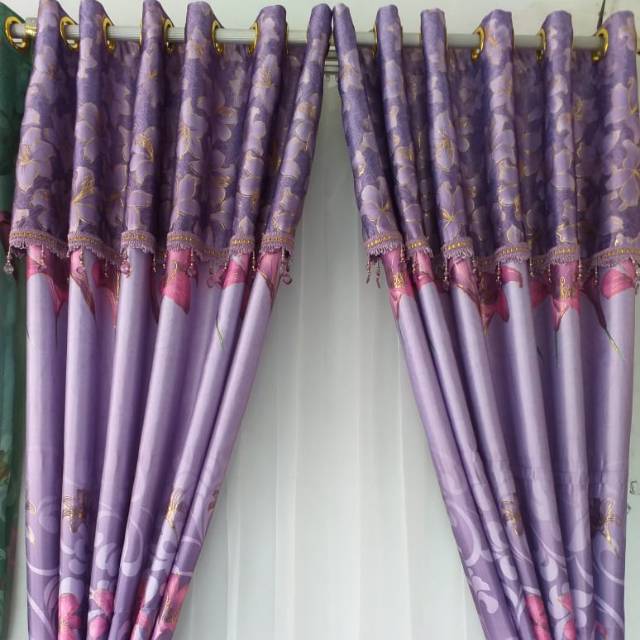GORDEN Poni LURUS PRINTING EMAS ANGGREK TULIP UNGU