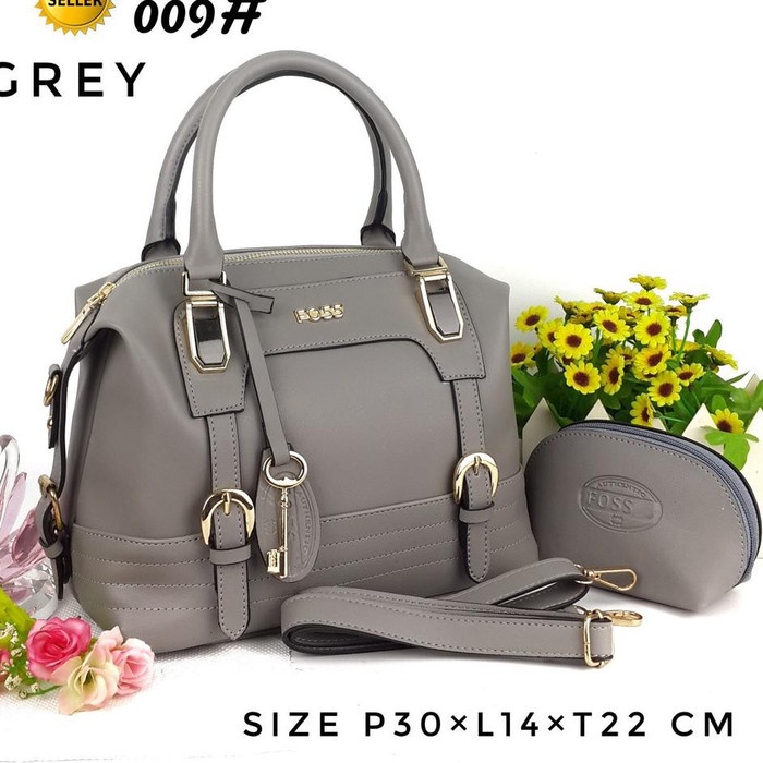 Tas Wanita Batam Fossil 009 Gesper Fosil Handbag  Murah Abu Abu F5U7 Promo Branded Best Seller