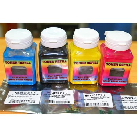 Bubuk Refill Toner &amp; Chip Fuji Xerox CP105/CM205/CP215 W/CM215 Fw