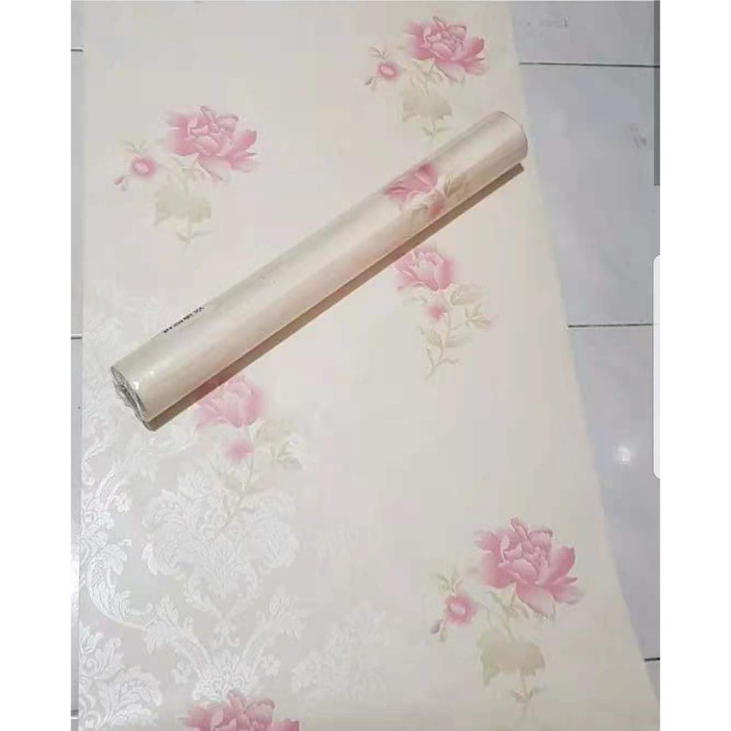 Wallpaper Sticker Dinding Mawar Pink 45cmx10m