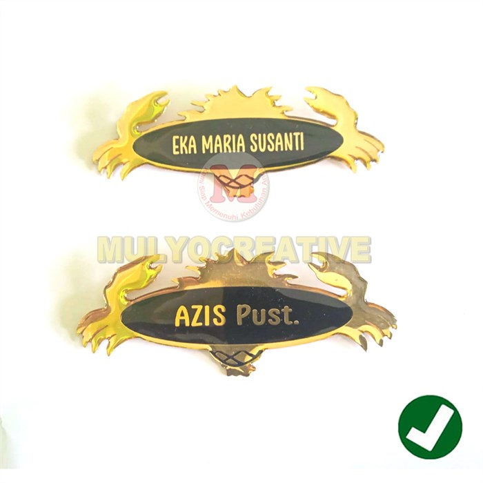 Nama Dada Bentuk Kepiting Name Tag Pemalang Pin Nama Custom