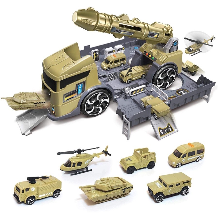 Mainan Anak Super Storage Truck Military Action Hijau Army ABRI P910-4 DIY