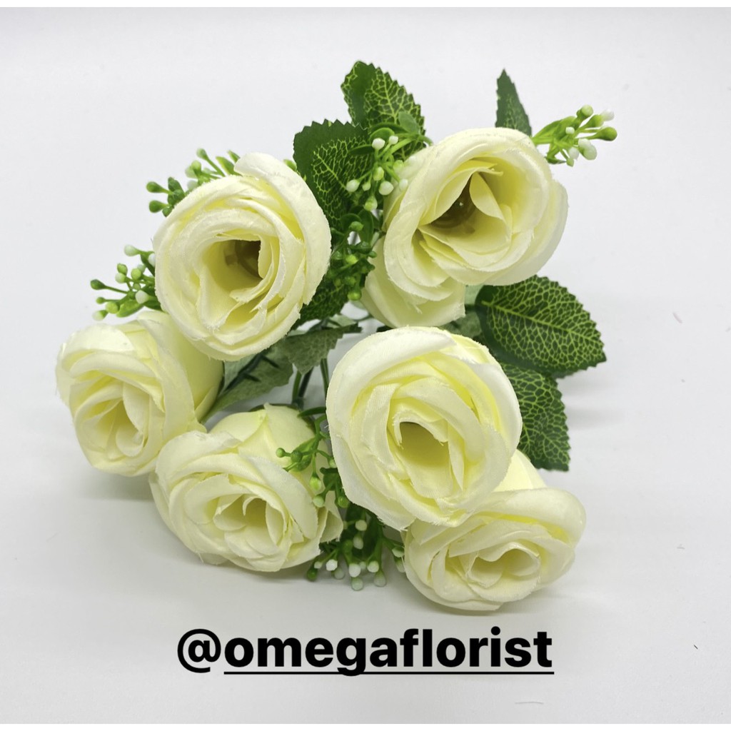 Bunga Kuncup Tropis Rose Artificial Bunga Artificial/Bunga Plastik/Bunga Dekorasi/Dekorasi Pernikahan/Pernikahan-Putih Gading