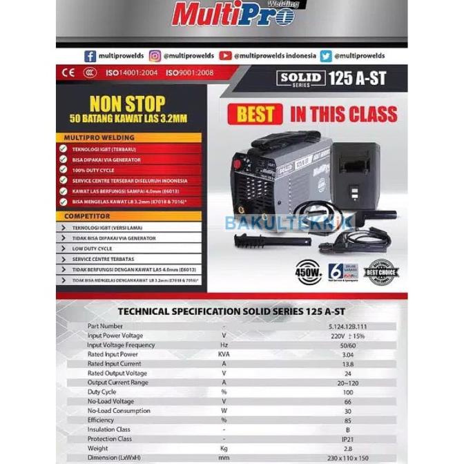 Mesin Las Multipro 120A 450 Watt Terbukti