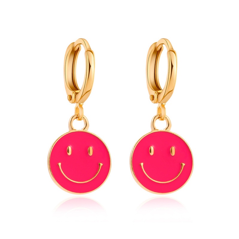 Anting Desain Smiley Bahan Metal Untuk Wanita