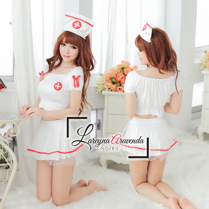 Lareyna Aravenda Set Lingerie Seksi + Bando Model Costume Nurse Fashion LG153