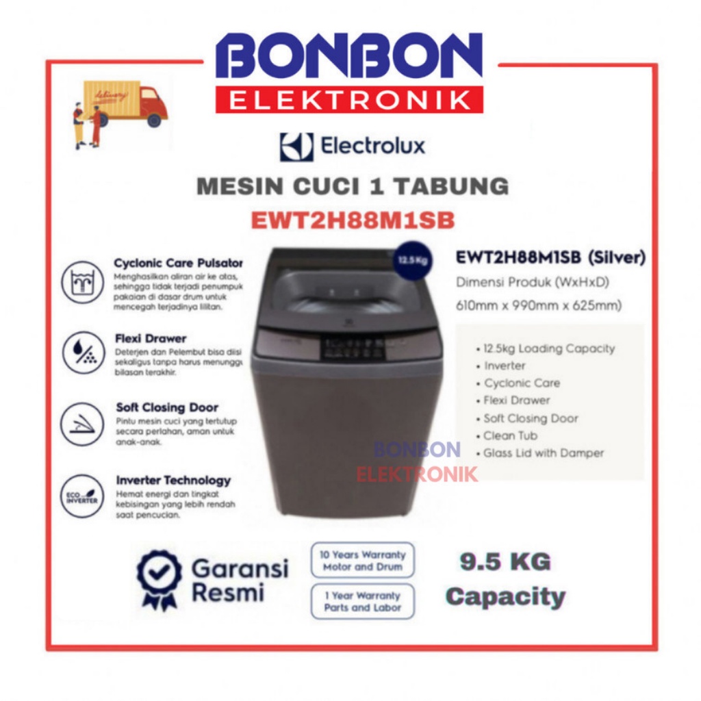 Electrolux Mesin Cuci 1 Tabung 12.5KG EWT 2H88 M1SB / EWT2H88M1SB