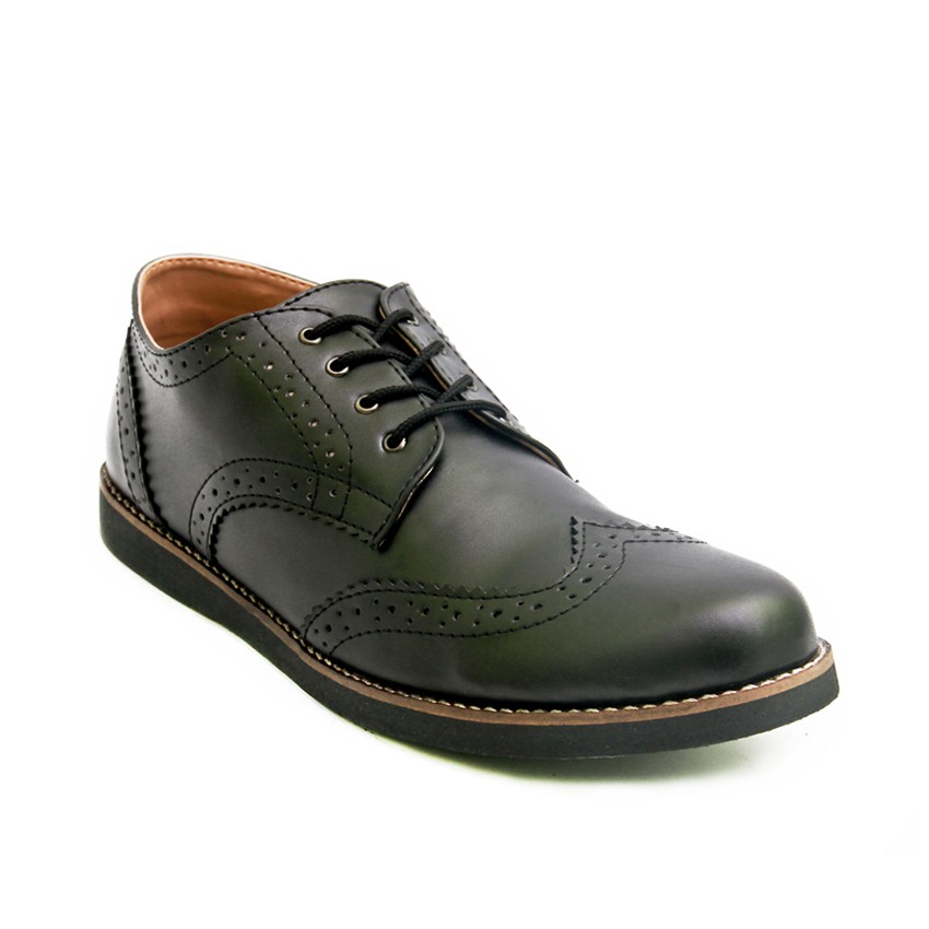 Alpha Black | Sepatu Casual Vintage Ori Klasik Kulit Pria Cowok Wingtip Footwear | FORIND x Lvnatica