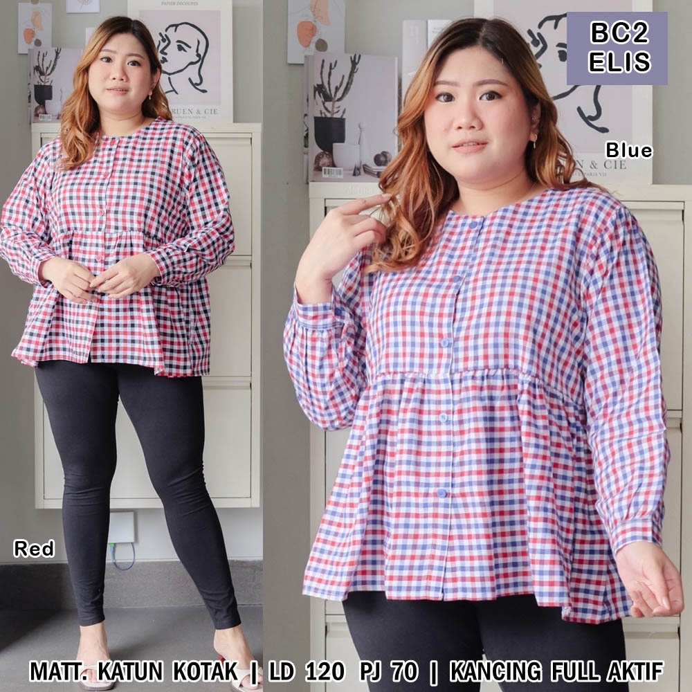 BIGCLO - (COD) LD 120cm Blouse Jumbo Wanita BC2 Atasan Lengan Panjang Big Size Oversize Fashion