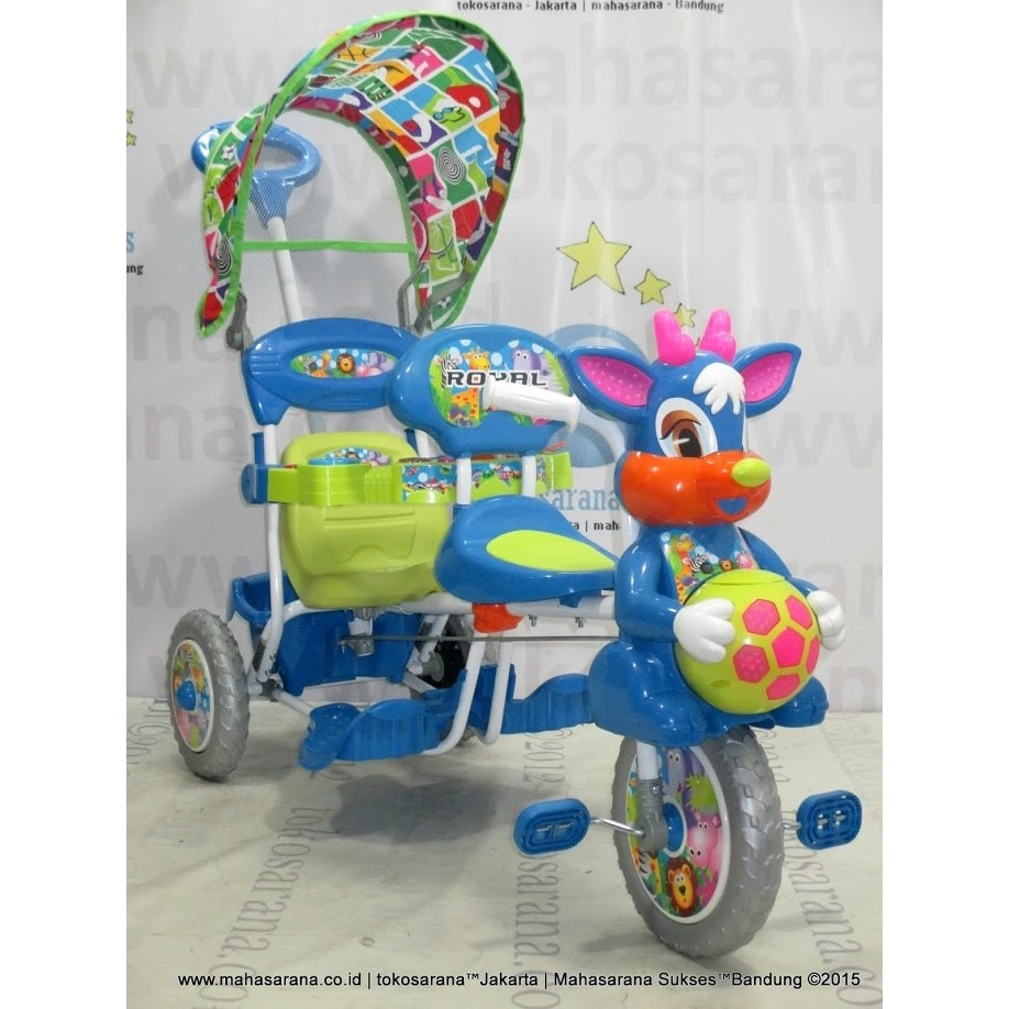 Bandung Gosend Royal RY8598C 2 Kursi Musik Dobel Baby Ball & Pengaman Interaktif Sepeda Roda TIga