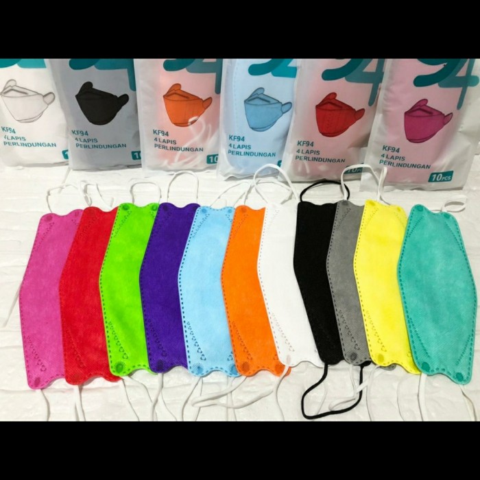 Masker Kf94 korea evo isi 10 4ply KN95 warna warni - Abu-abu