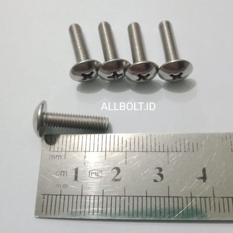 Baut JT stainless baut 7/4mm x 15mm (5biji)