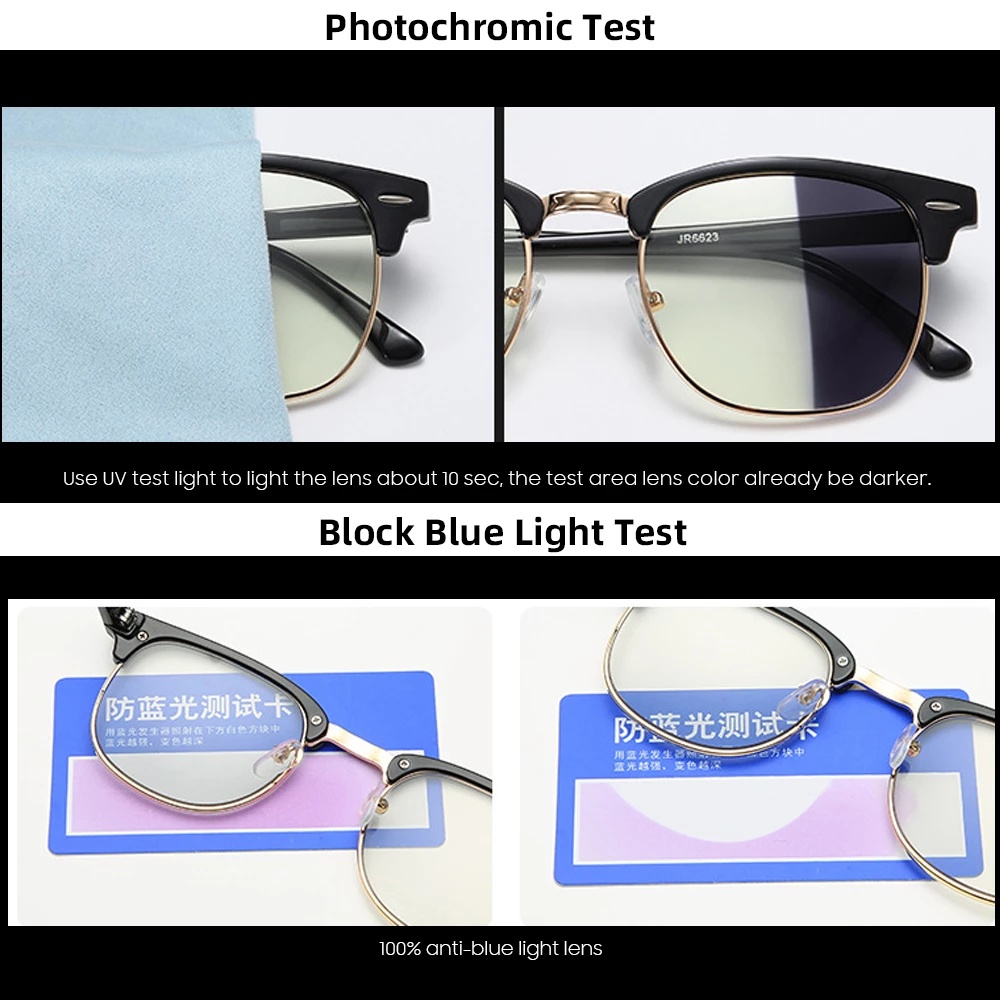 Anti-blue Light Classic Metal Half-frame Flat Glasses For Men and Women