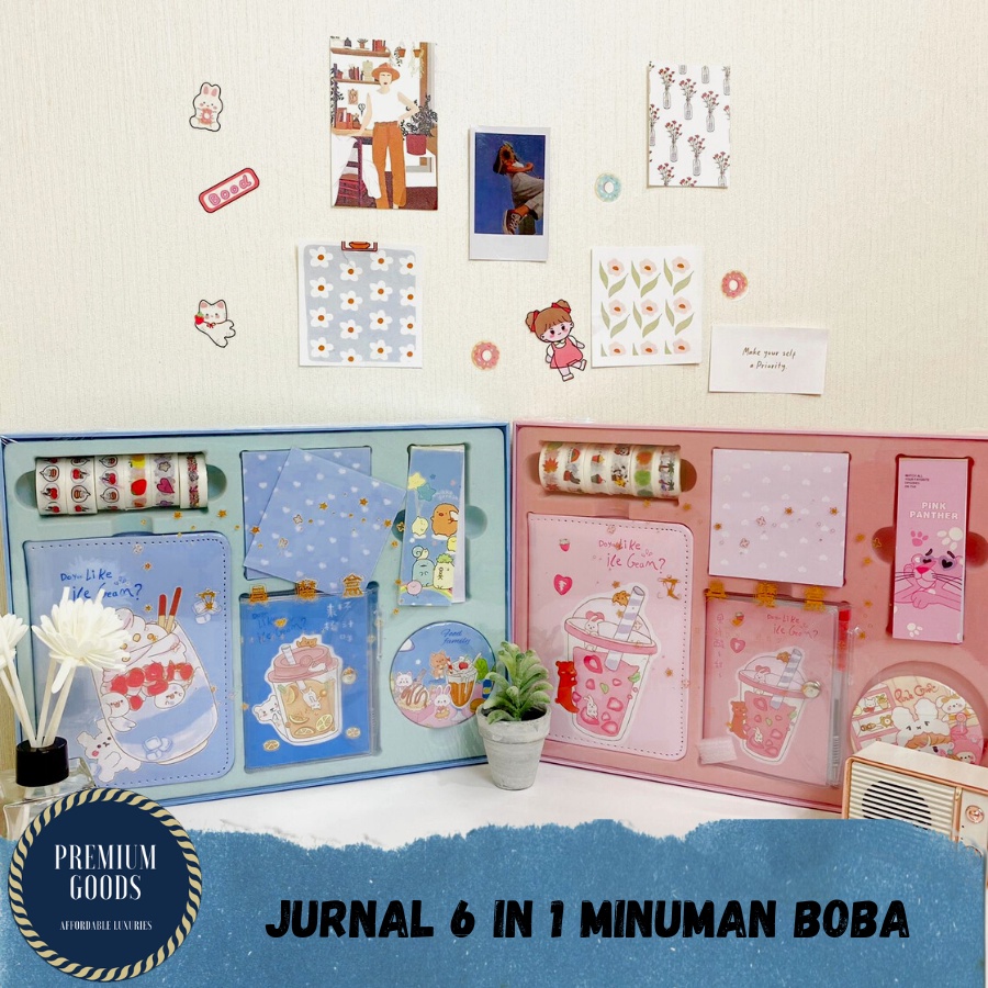 

Paket Jurnal Set 6 in 1 Agenda Gift Box Hampers Hadiah Notebook Journal Diary Alat Buku Tulis Lengkap Scrapbook Cute Girl Import Grosir Ready COD