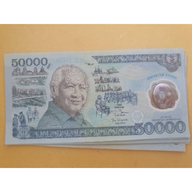 Uang Kuno 50.000 Rupiah Polymer Soeharto Polymer Tahun 1993 Penerbitan Khusus