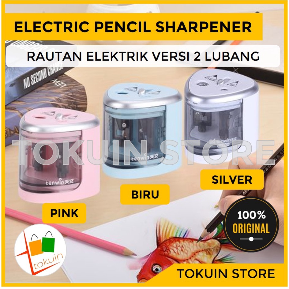 Rautan Pensil Orotan Serutan Pensil Otomatis Elektrik Pencil Sharpener Tenwin