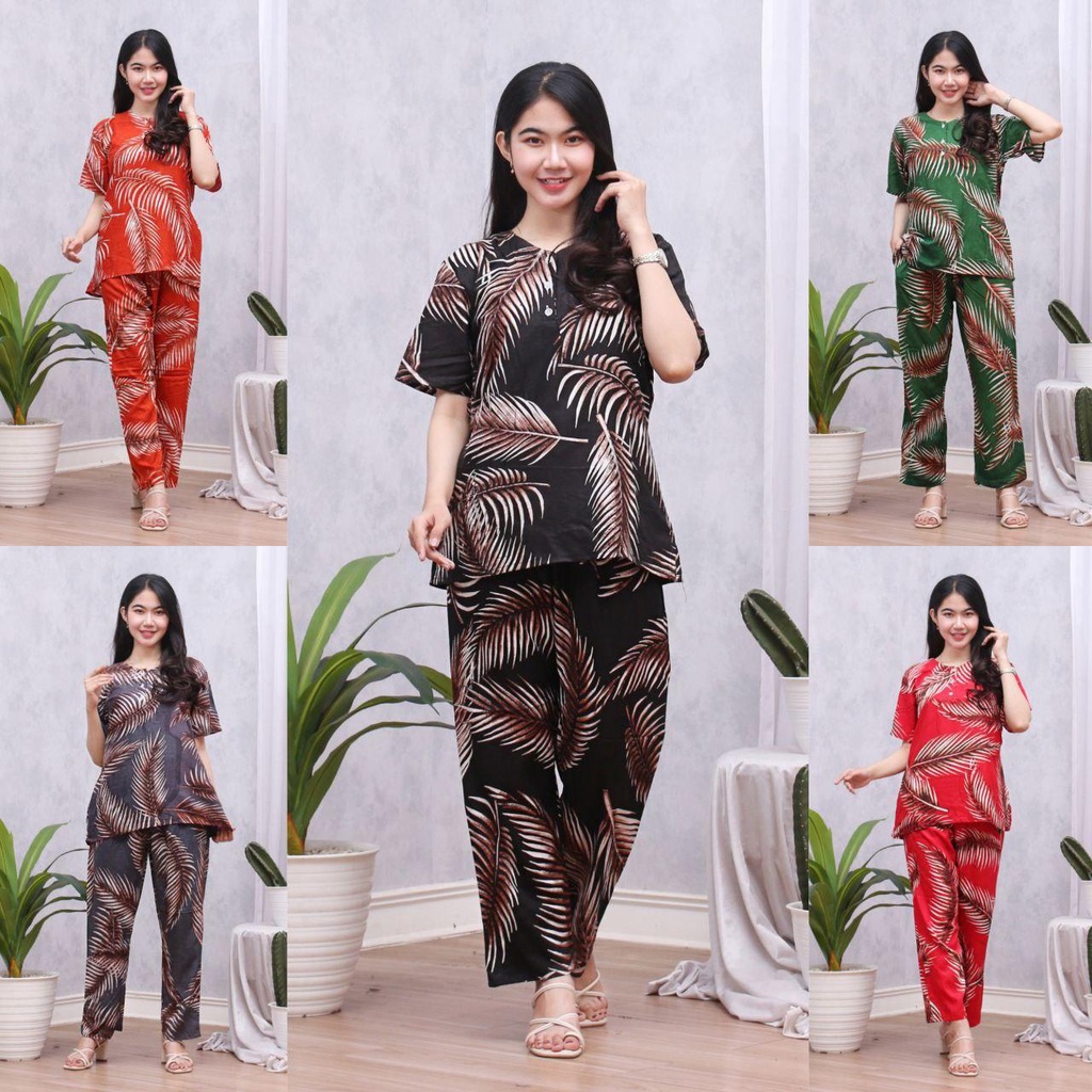 Setelan cp elmo baju tidur batik motif grosir murah piyama fashion wanita pakaian modern tanah abang