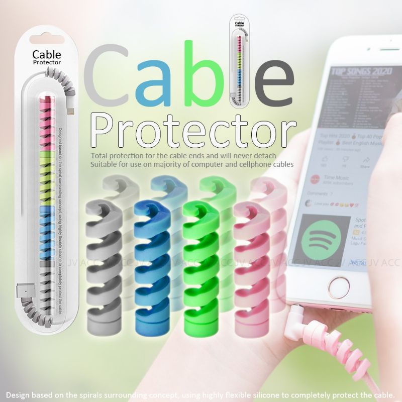 (1pack isi 4) PELINDUNG KABEL SPIRAL WARNA WARNI/ CABLE PROTECTOR 4 WARNA
