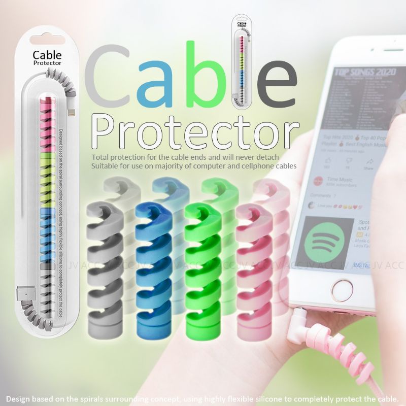 (isi 4pcs) PELINDUNG KABEL SPIRAL/ CABLE PROTECTOR 4 WARNA