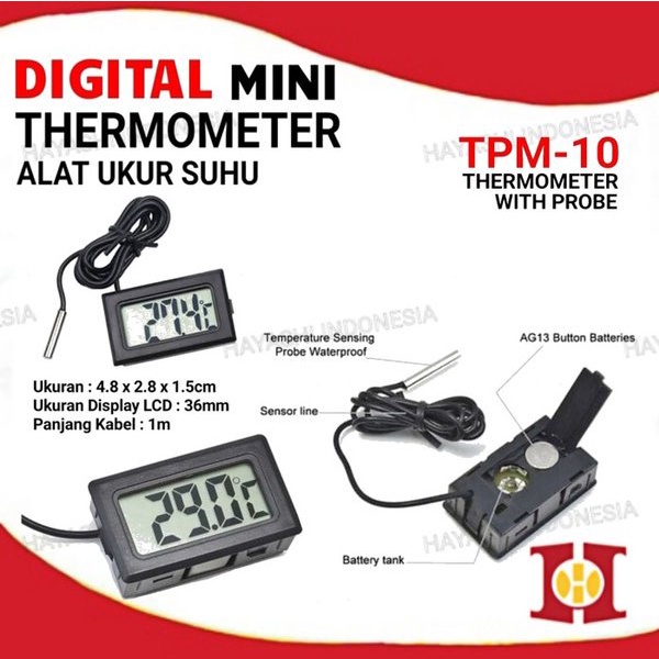 Mini Digital Thermometer Termometer Alat Ukur Kelembaban Suhu Probe