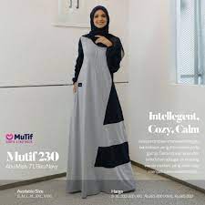 MUTIF | 230 Biru Navy - Abu Misty 71 | 230 Abu Misty 71 - Biru Navy | Gamis Kaos Premium by MuTif / 