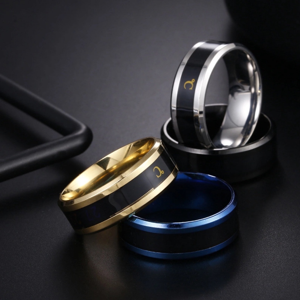 Cincin Titanium Pria Wanita Unisex Pengukur Suhu Tubuh