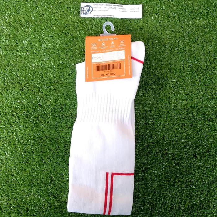 KAOS KAKI FUTSAL / BOLA ORTUSEIGHT HELIOS FB SOCKS - WHITE/ORTRED