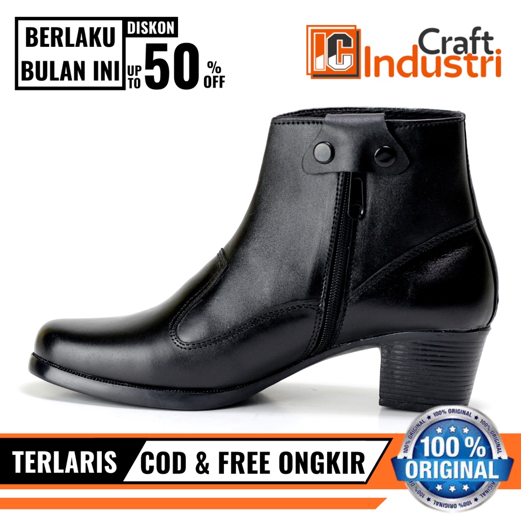 Sepatu PDH Sus Polwan Wanita HITAM DOFF HAK5CM / 3CM Sepatu Kerja Dinas Perempuan