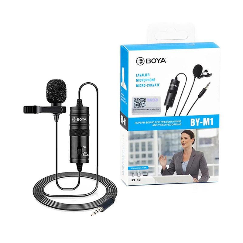 Microphone Clip on Mic BOYA BY-M1 Omnidirectional Lavalier Microphone for DSLR Camera Smartphone Cam