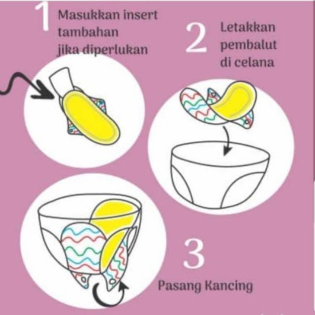 Menspad Baby Oz menstrual pad pembalut kain cuci ulang polos motif FREE extra insert