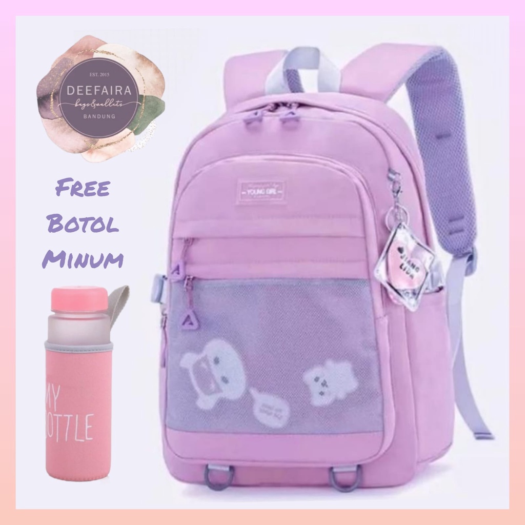 Tas Ransel Sekolah Untuk Anak Perempuan Mini C0w D1 Free Botol Minum Untuk Smp Sma Kuliah