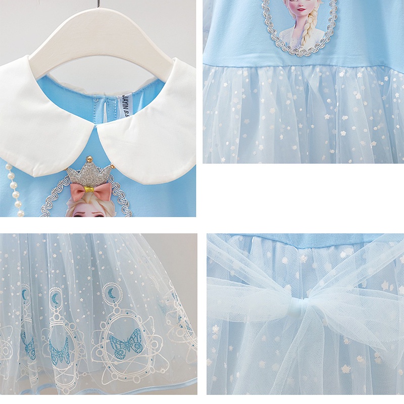 Dress Frozen Anak Perempuan Christmas party dress pesta full brodir anak perempuan + Tas