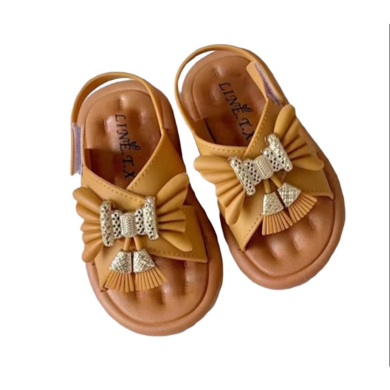 Sendal karet anak velcro tali belakang motif pita cantik empuk.sendal anak perempuan kekinian,sandal anak gunung