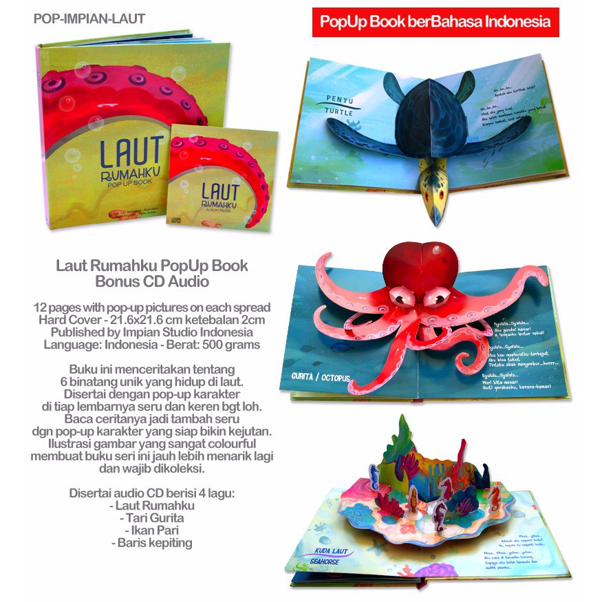 Laut Rumahku Pop Up Book Bonus CD Audio